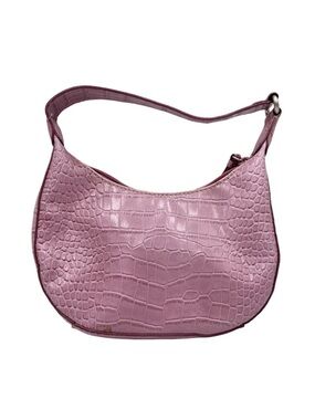 Vintage 90s Y2K Nine West Mini Shoulder Bag Purse Mauve Pink Croc Faux Leather